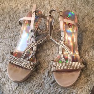 Champagne Heels with Diamond embellishments Size10